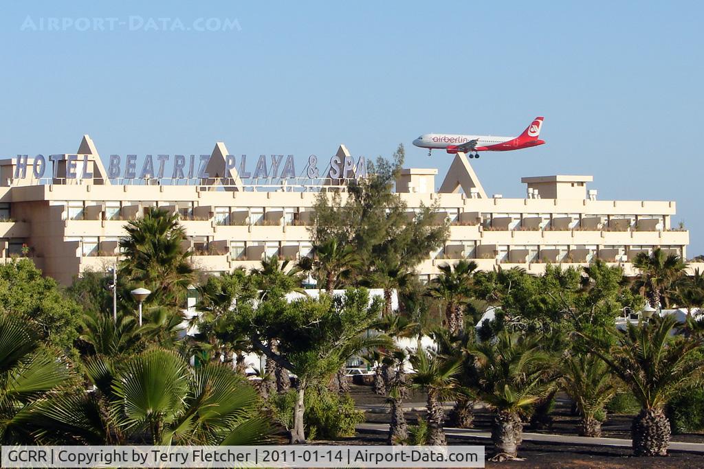 Arrecife Airport (Lanzarote Airport), Arrecife Spain (GCRR) - On the approach to Runway 03 at Lanzarote the aircraft pass close to the rooms at the Hotel Beatrix Playa - ideal for any aviation enthusiast !!!