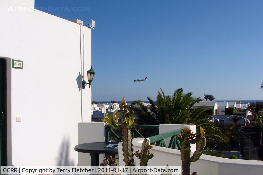 Arrecife Airport (Lanzarote Airport), Arrecife Spain (GCRR) - For enthusiasts looking for accomodation for Lanzarote - the Playa Pocillos Apartments are just
5 minutes walk from the threshold - Room 39 also
has good views of all landing traffic
