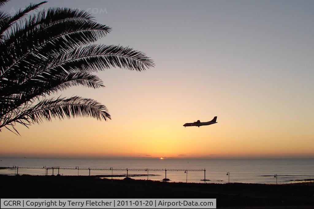 Arrecife Airport (Lanzarote Airport), Arrecife Spain (GCRR) - First ATR arrival of the day at sunrise at Lanzarote