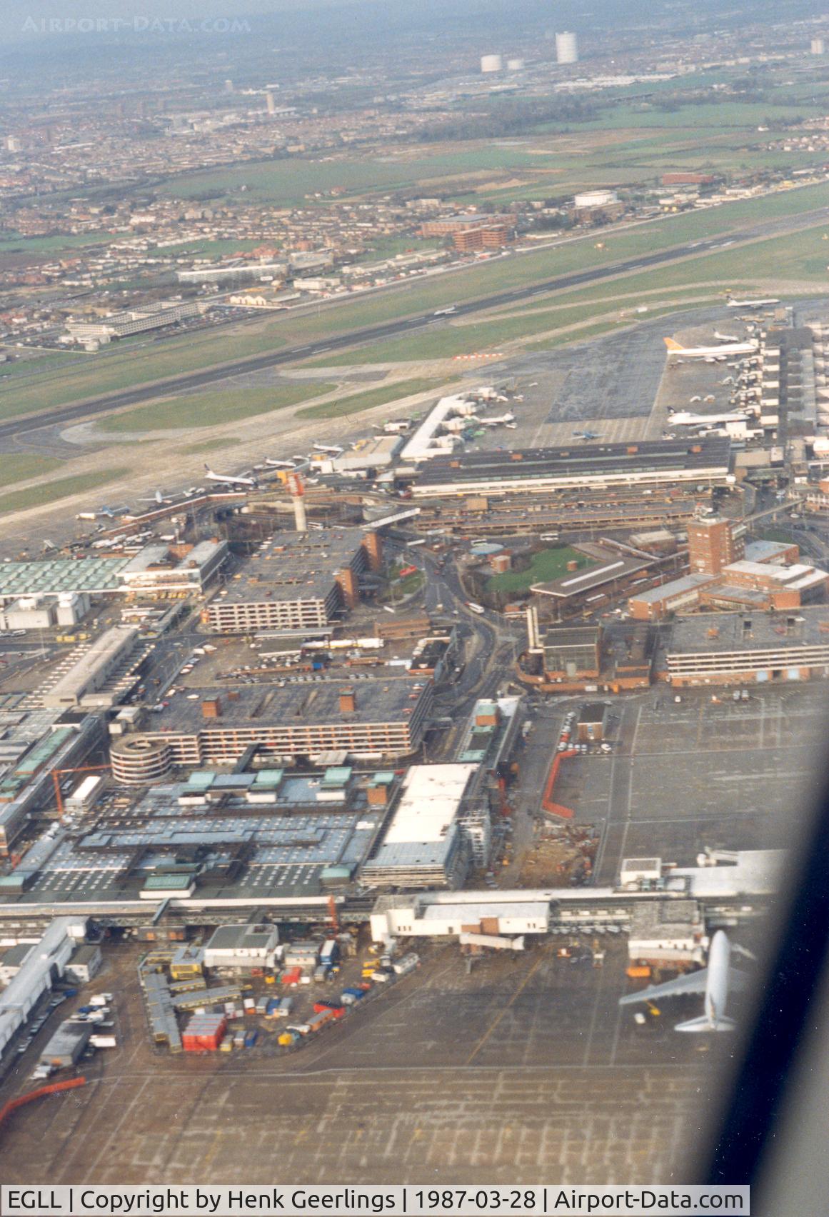 London Heathrow Airport, London, England United Kingdom (EGLL) - LHR , departure to AMS , March 1987