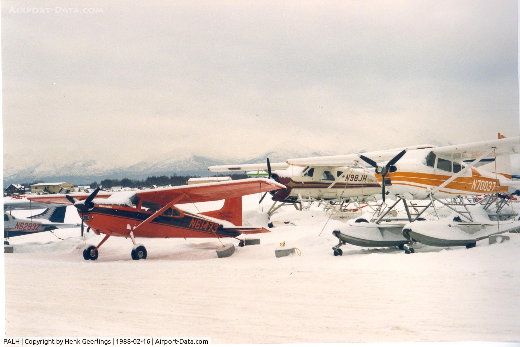 Lake Hood Seaplane Base Airport, Anchorage, Alaska United States (PALH) - Lahe Hood Seaplane base , Feb 1988