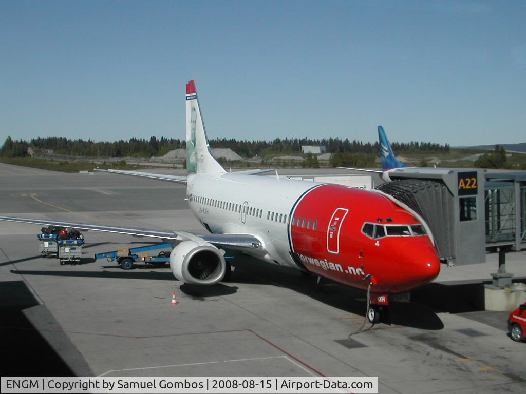 Oslo Airport, Gardermoen, Gardermoen (near Oslo), Akershus Norway (ENGM) - Norwegian Air Boeing 737-300 Flight DY612 to Bergen (BGO) standing on Gate A22 in Oslo-Gardermoen (OSL) soon ready for boarding...LN-KKH with Otto Sverdrup on the tail.