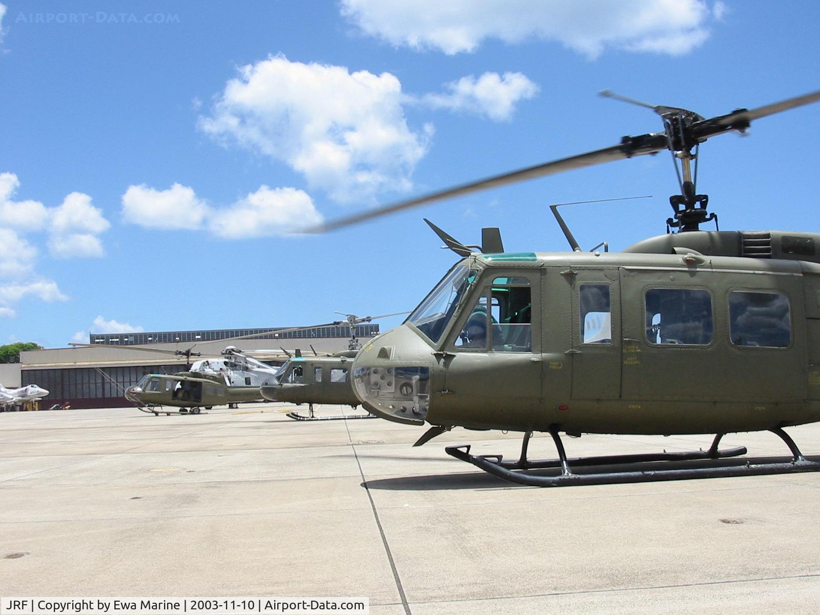 Kalaeloa (john Rodgers Field) Airport (JRF) - Al Hanson and Tom Hauptman and NAM Hueys on NAM Barbers Ramp during filming of 