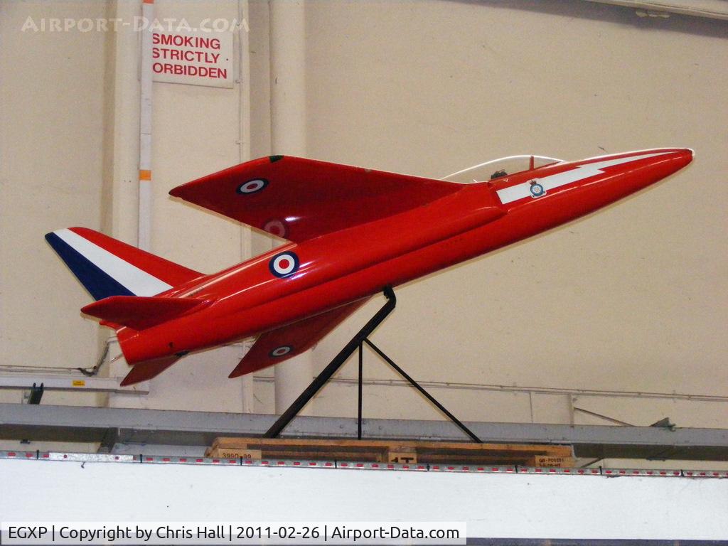 RAF Scampton Airport, Scampton, England United Kingdom (EGXP) - Large model of a Folland Gnat inside the RAFAT hangar at RAF Scampton