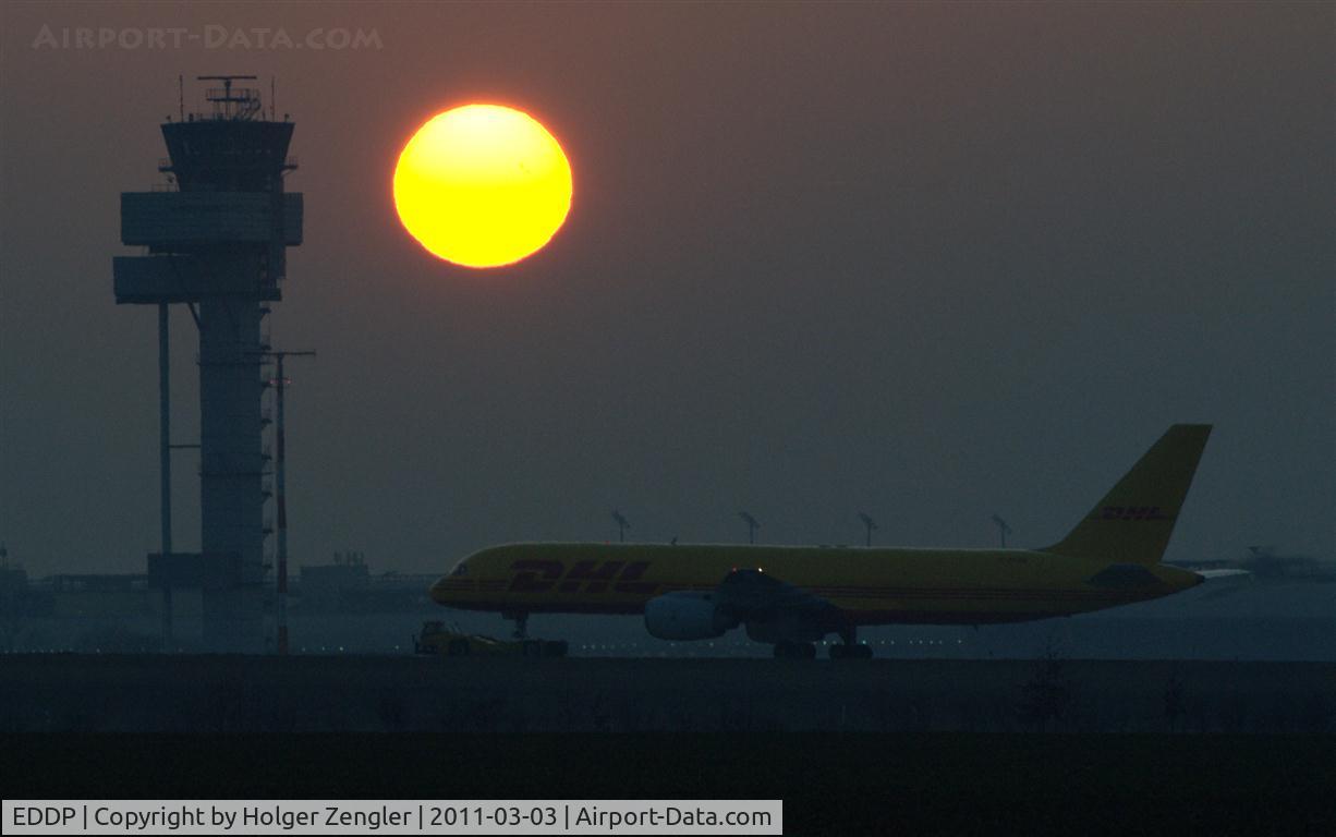 Leipzig/Halle Airport, Leipzig/Halle Germany (EDDP) - View to LEJ Tower and eastern taxiway up to highway bridge.