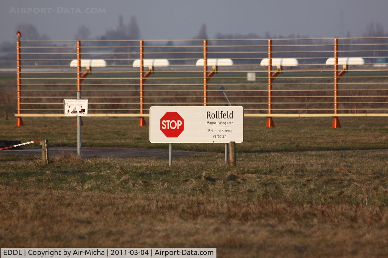 Düsseldorf International Airport, Düsseldorf Germany (EDDL) - Warning sign Düsseldorf Airport Runway 05R