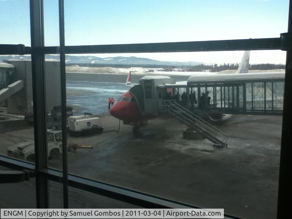 Oslo Airport, Gardermoen, Gardermoen (near Oslo), Akershus Norway (ENGM) - Norwegian Air Shuttle flight: DY1551 from Budapest (BUD) to Oslo Gardermoen (OSL) LN-NOQ on Gate 30....This is the plane i took from Budapest (BUD) to Oslo (OSL)...:)<3