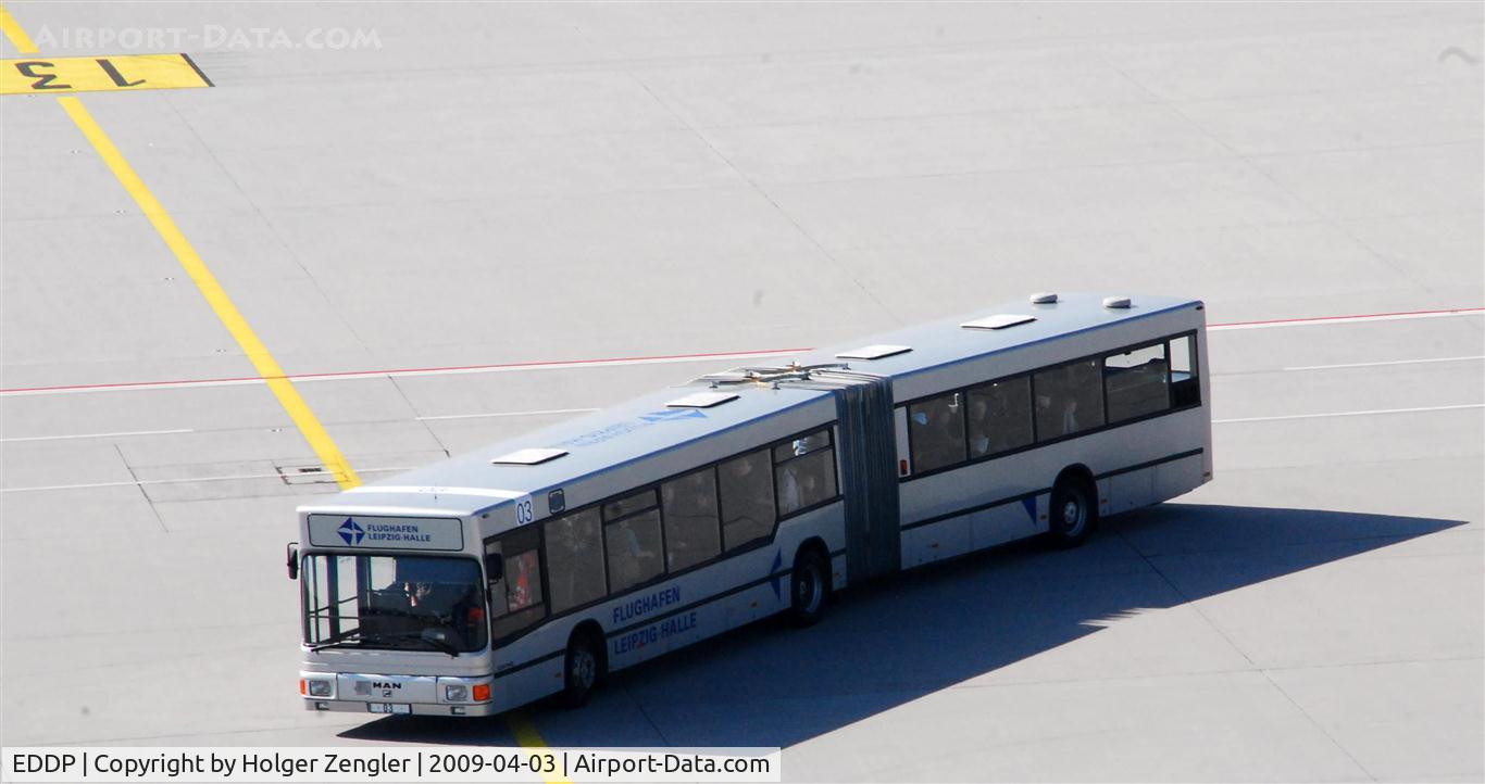 Leipzig/Halle Airport, Leipzig/Halle Germany (EDDP) - Apron bus on the way to arrival area.