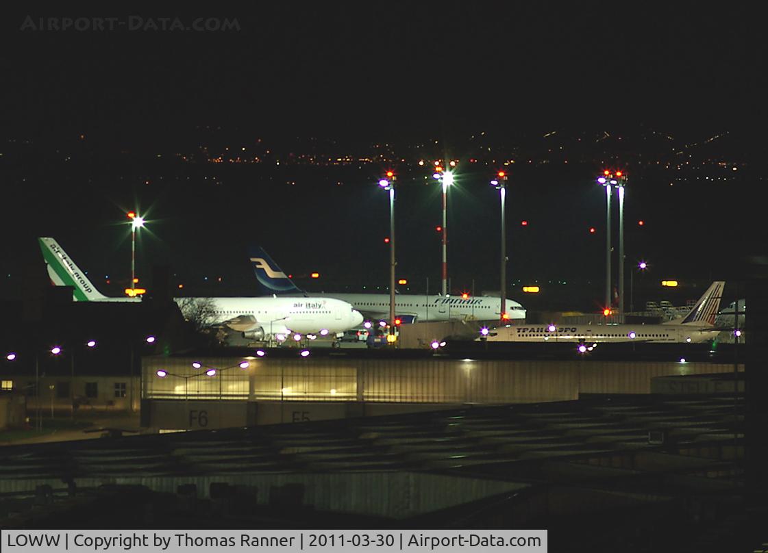 Vienna International Airport, Vienna Austria (LOWW) - Nighttime business: Air Italy 767, Finnair 757, Transaero 737