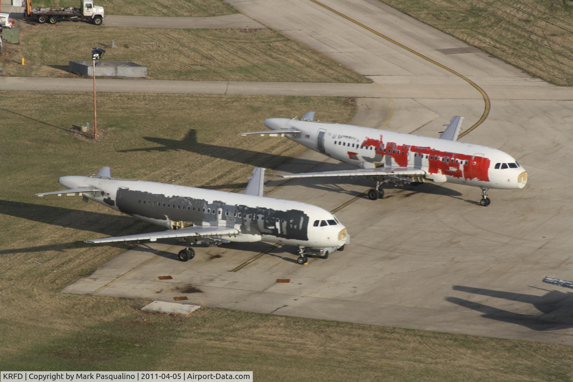 Chicago/rockford International Airport (RFD) - Airbus A318 aircraft being scraped