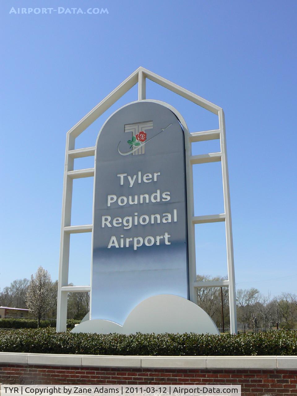 Tyler Pounds Regional Airport (TYR) - Tyler Pounds Field new terminal entrance sign.