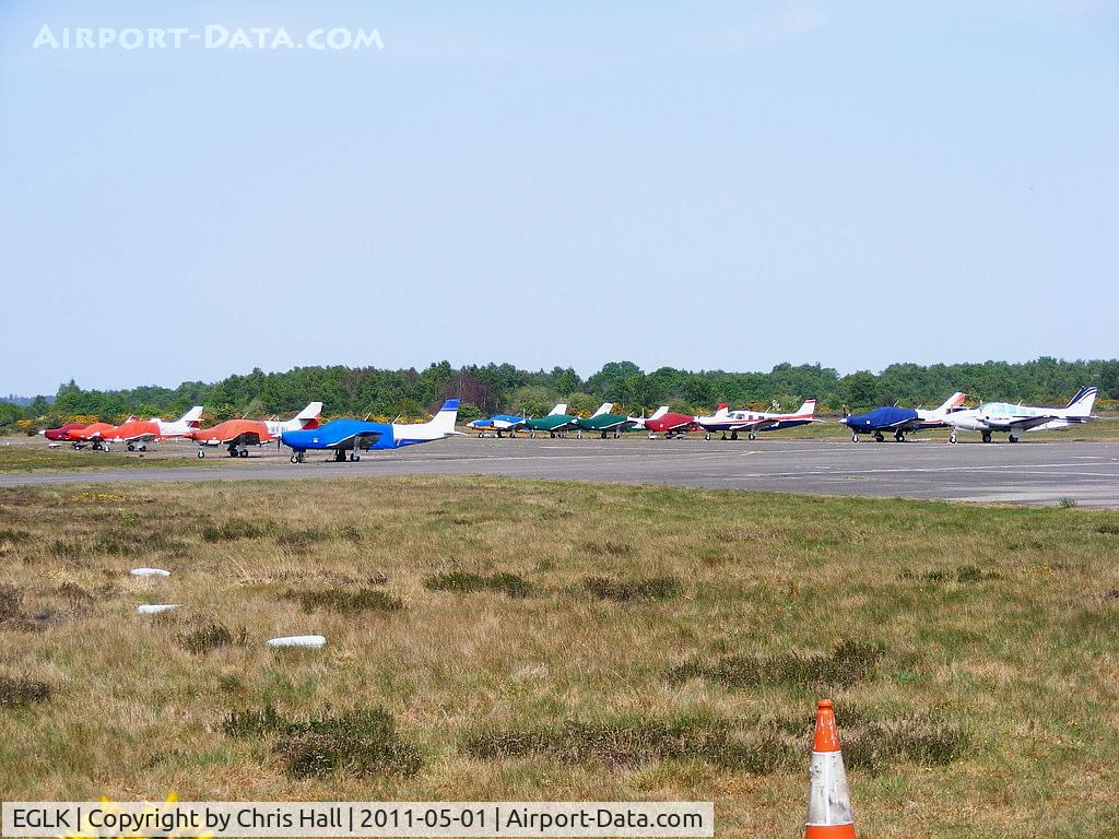 Blackbushe Airport, Camberley, England United Kingdom (EGLK) - view across the GA parking area