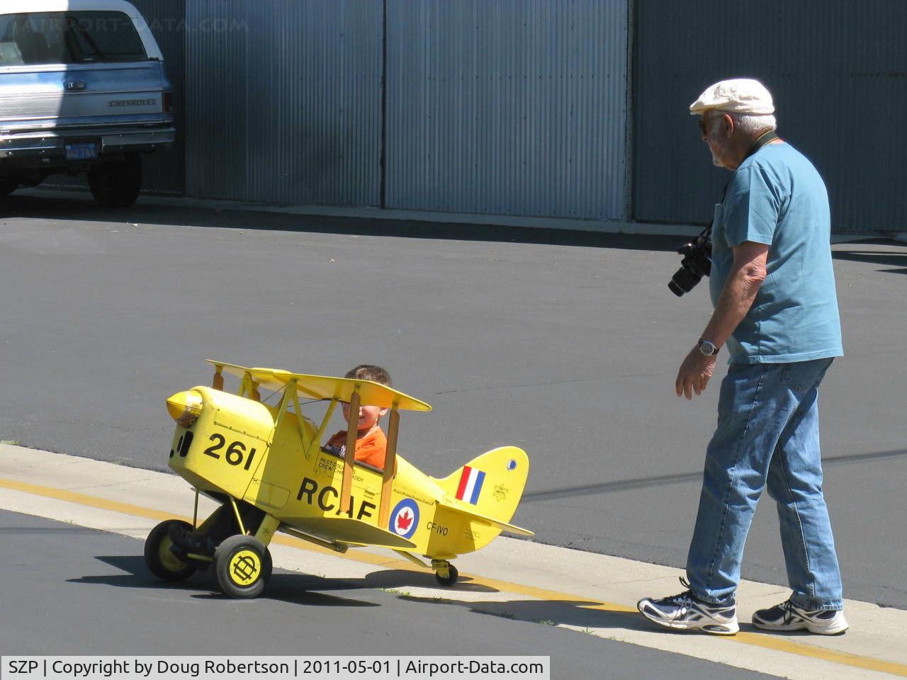 Santa Paula Airport (SZP) - Kiddie taxi practice at Pat Quinn's Museum Hangar ramp