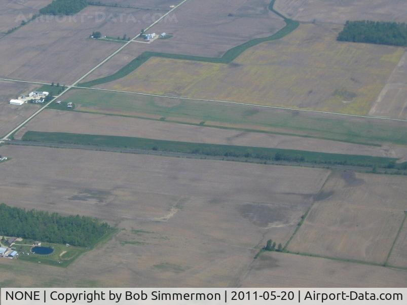 NONE Airport - looking north at an E-W uncharted farm strip on Staudt Rd., east of Union City, Ohio
