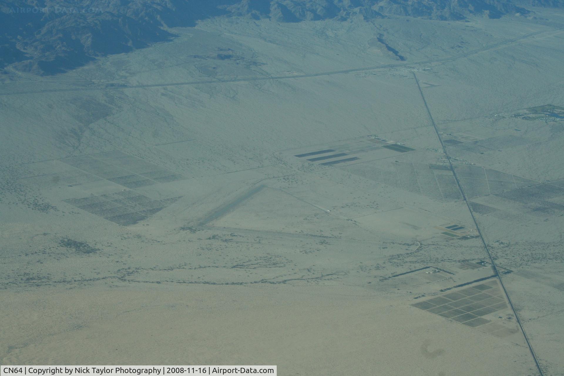 Desert Center Airport (CN64) - Seen from high over the desert. Almost invisible.