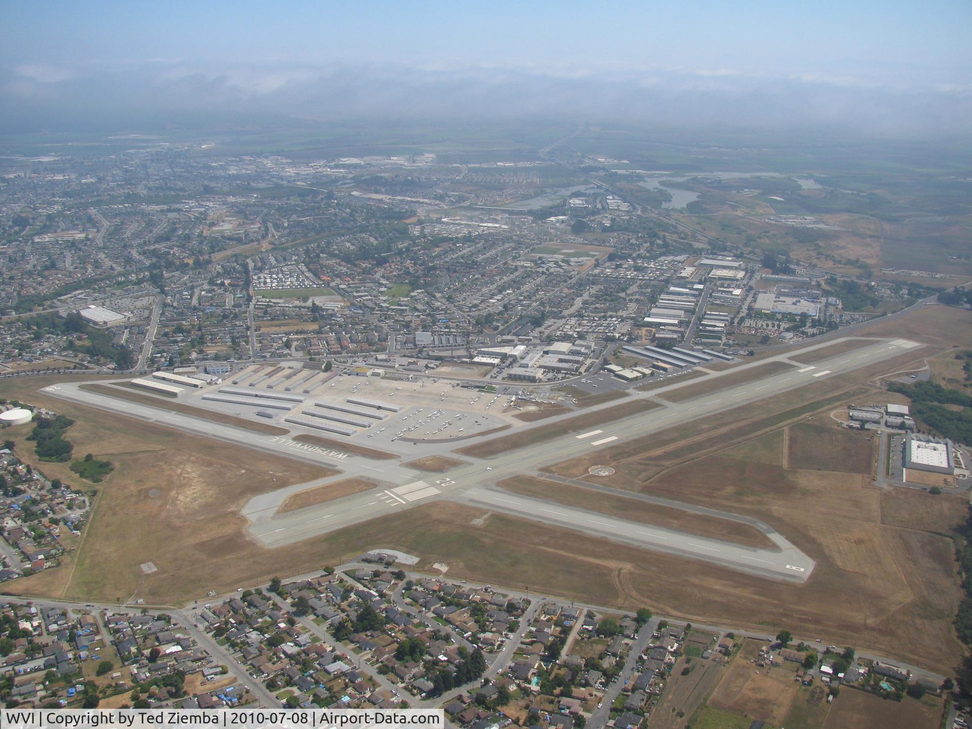 Watsonville Municipal Airport (WVI) - A view of Watsonville Municipal Airport on a right downwind departure for runway 20. 
