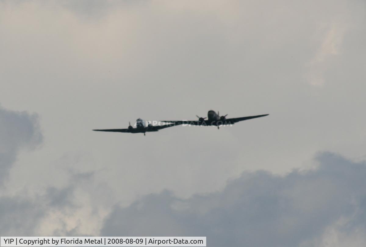 Willow Run Airport (YIP) - Two C-47s in formation