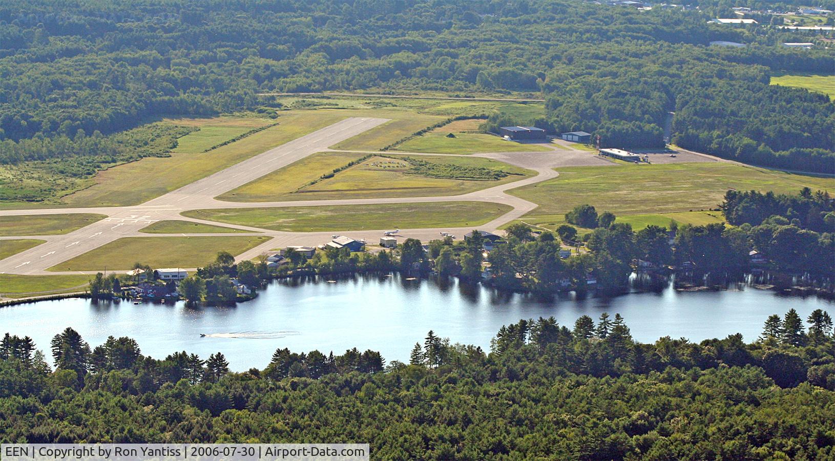 Dillant-hopkins Airport (EEN) - Looking west from North Swanzey to Wilson Pond and Dillant-Hopkins Airport. Altitude 2,000 feet.