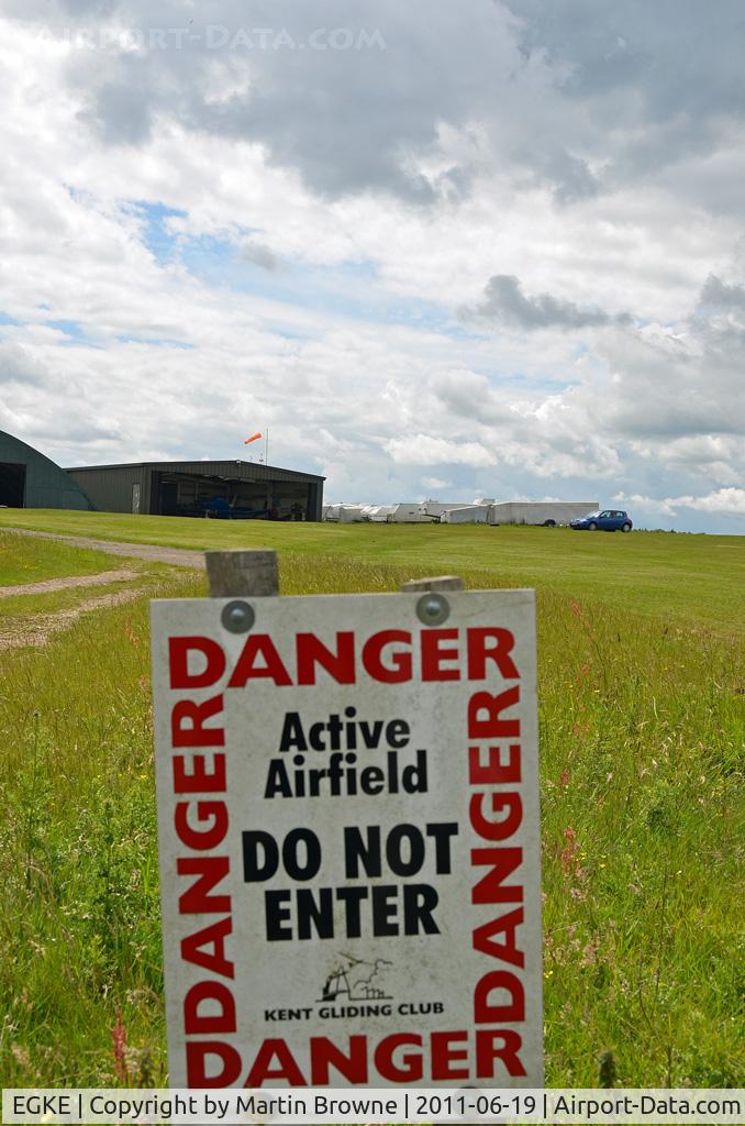 Challock Airport, Challock, England United Kingdom (EGKE) - LOOKING TOWARDS THE HANGARS.