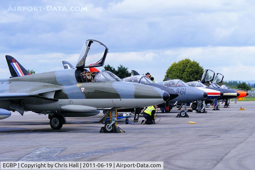 Kemble Airport, Kemble, England United Kingdom (EGBP) - Line up of Hunter's at the Cotswold Airshow