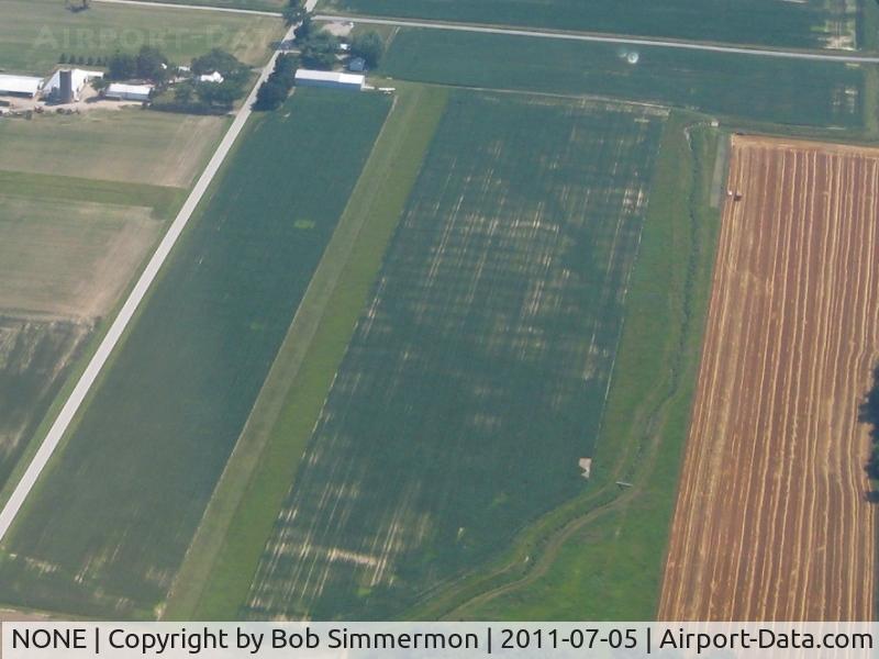 NONE Airport - Looking south at an uncharted farm strip (N-S runway) on Co. Rc. 294 east of Vickery, Ohio