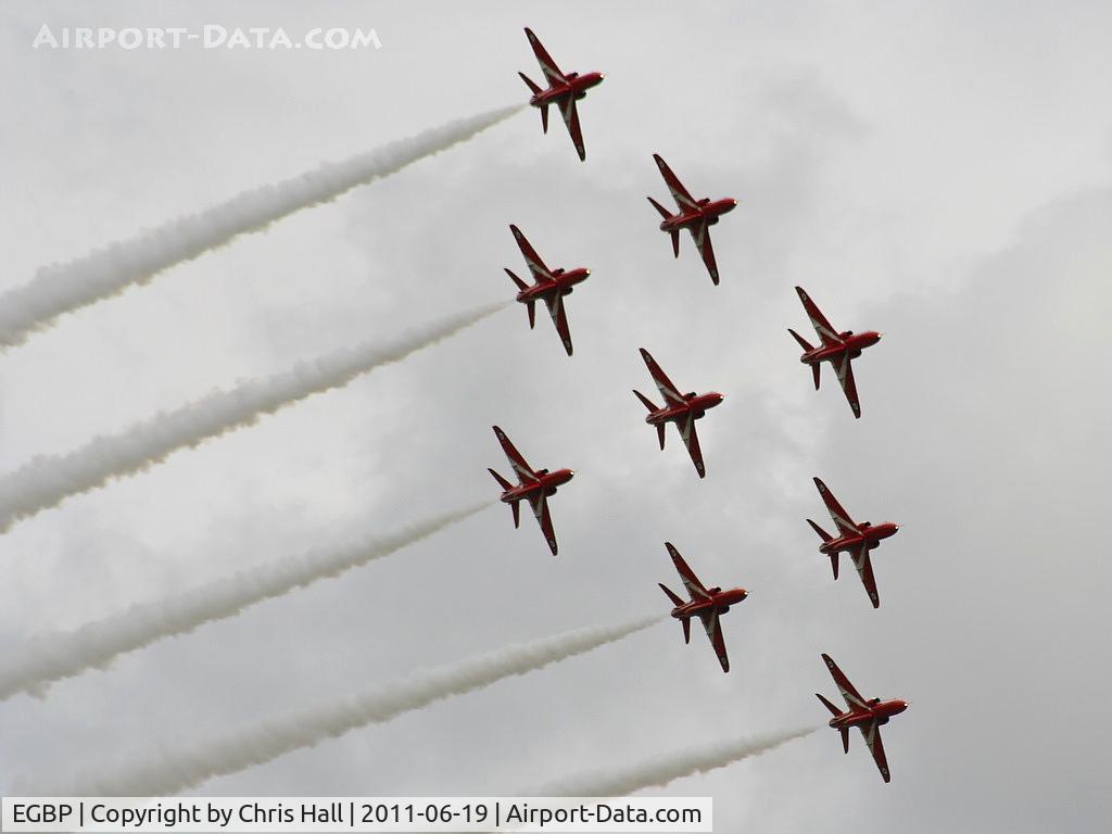 Kemble Airport, Kemble, England United Kingdom (EGBP) - Red Arrows in Diamond formation