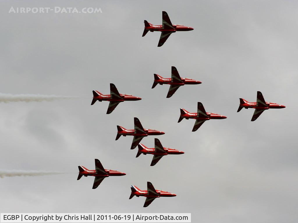 Kemble Airport, Kemble, England United Kingdom (EGBP) - Red Arrows in Shuttle formation
