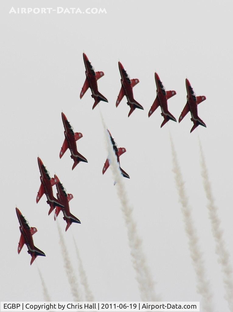Kemble Airport, Kemble, England United Kingdom (EGBP) - Red Arrows in Big Vixen formation