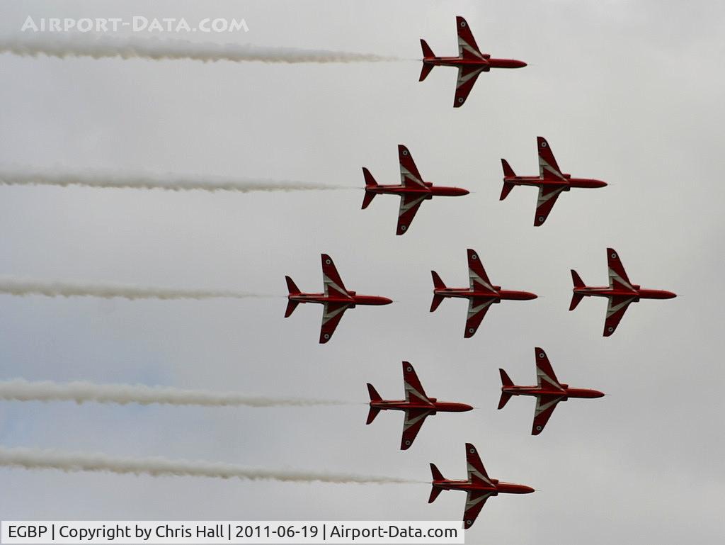 Kemble Airport, Kemble, England United Kingdom (EGBP) - Red Arrows in Diamond formation