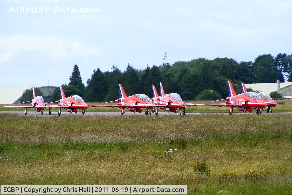 Kemble Airport, Kemble, England United Kingdom (EGBP) - Red Arrows backtracking up the runway after their display at Kemble