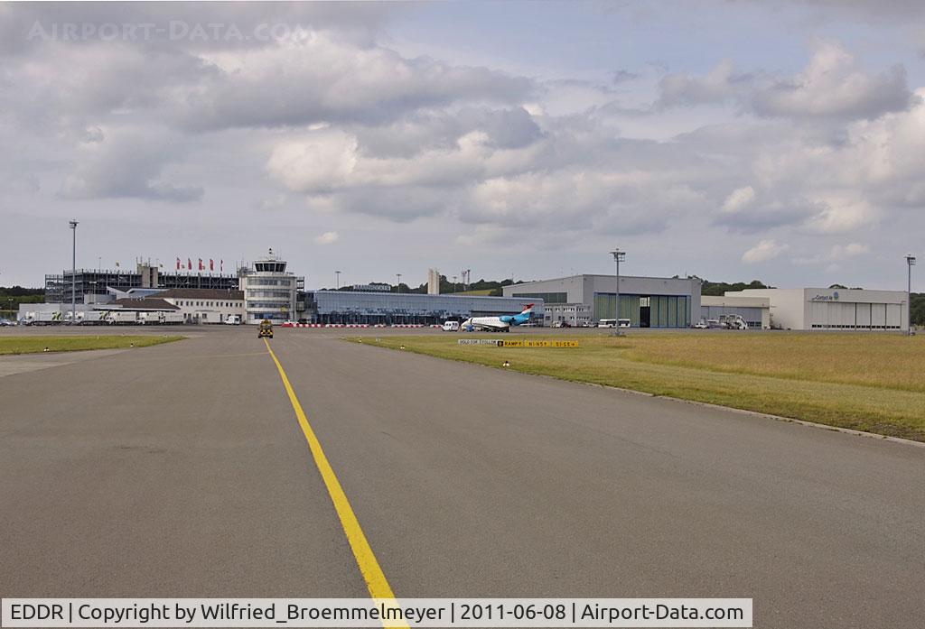 Saarbrücken Airport, Saarbrücken Germany (EDDR) - Follow me is waiting for next customer.