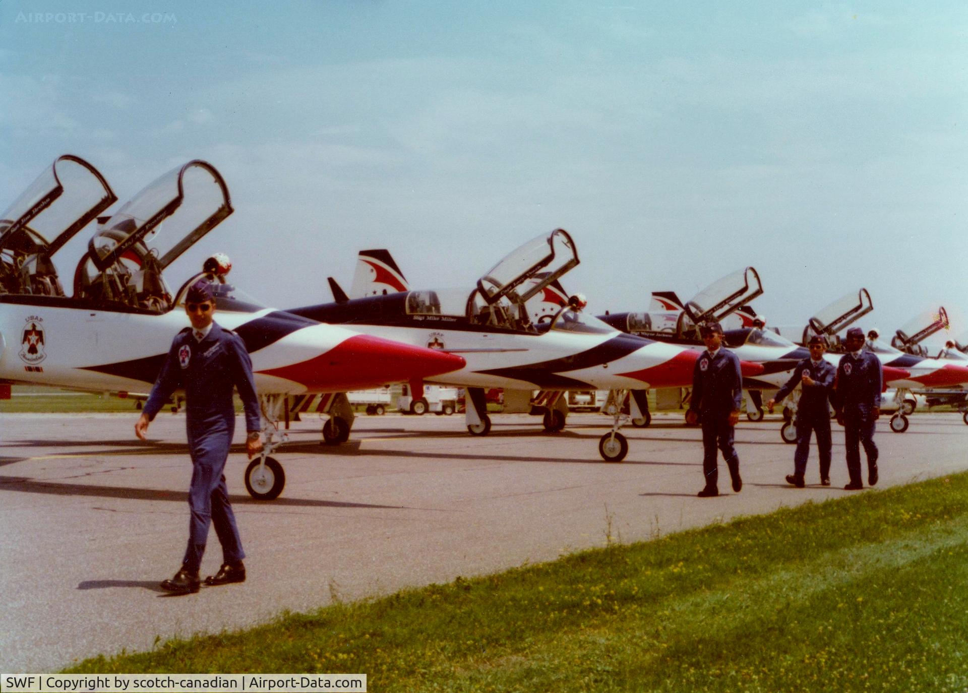 Stewart International Airport (SWF) - US Air Force Thunderbirds and Northrop T-38 Talons at Stewart International Airport, Newburgh, NY - circa 1970's