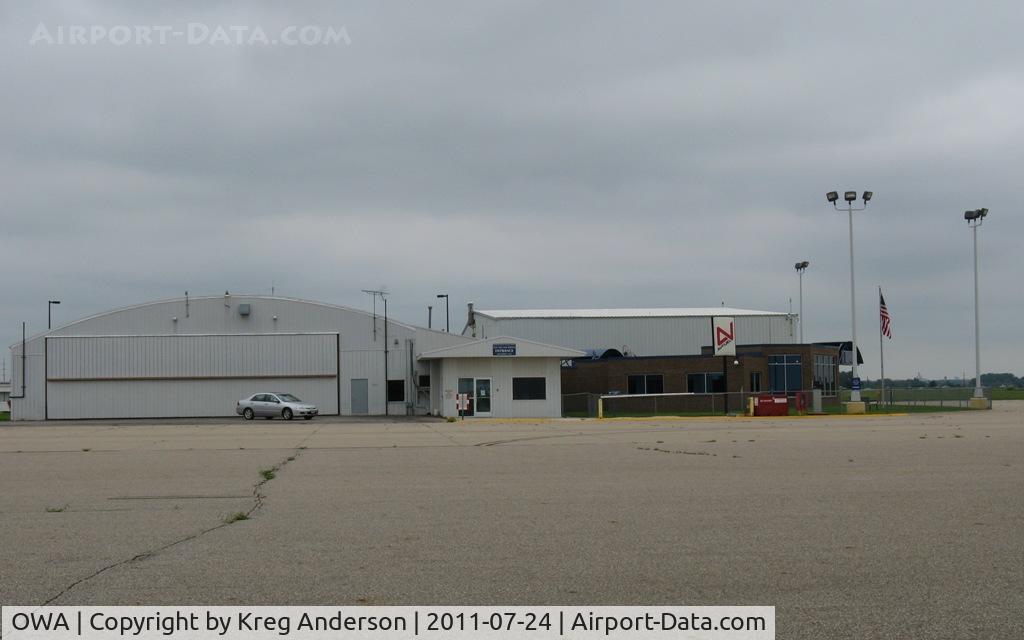 Owatonna Degner Regional Airport (OWA) - A view of the FBO and terminal building from the ramp at Owatonna Degner Regional Airport in Owatonna, MN.
