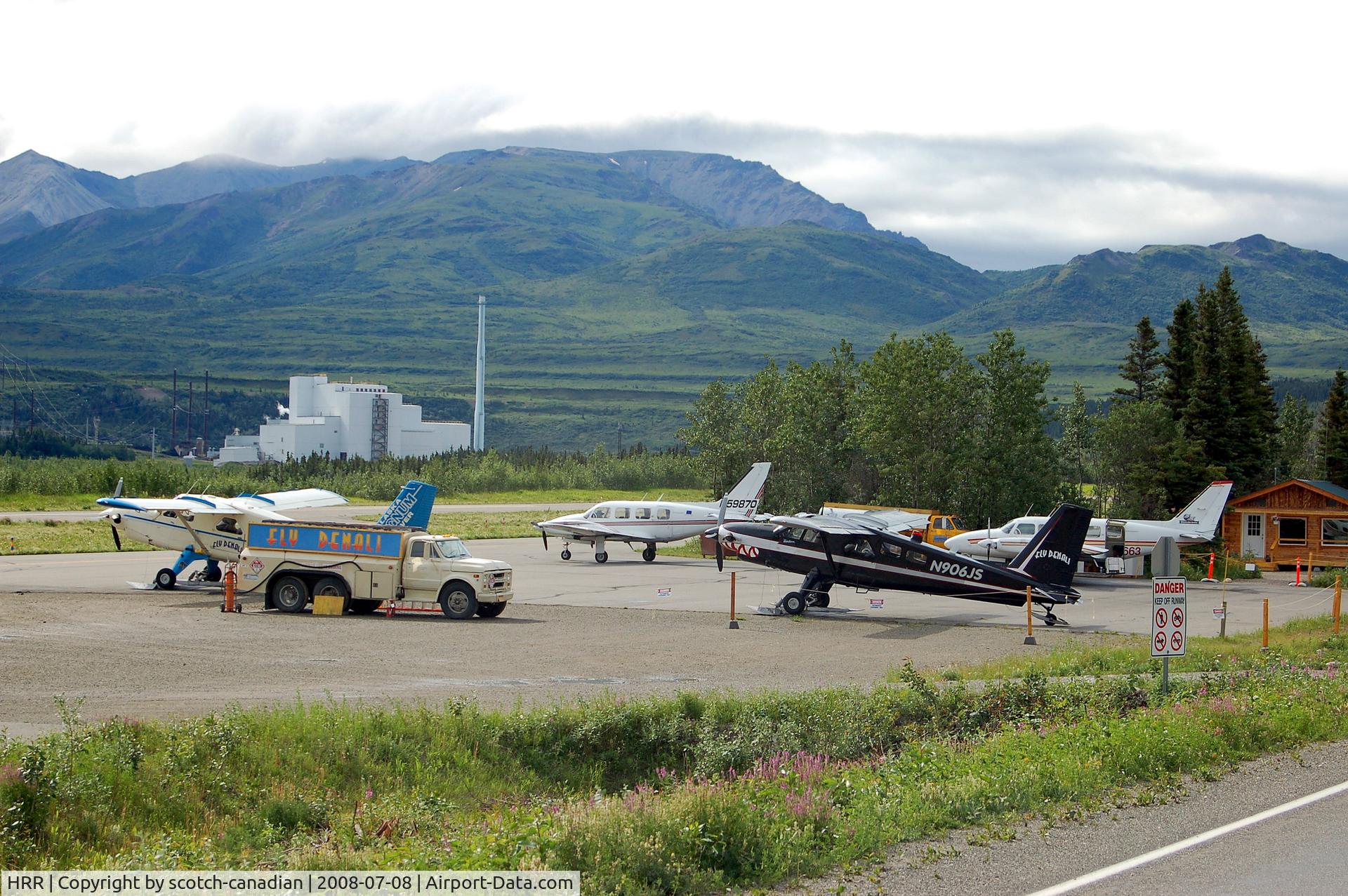 Healy River Airport (HRR) - Aircraft and Fuel Truck at Healy River Airport at Healy, AK