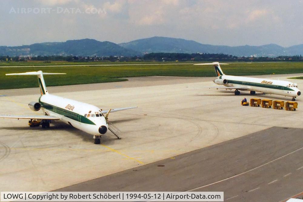 Graz Airport, Graz Austria (LOWG) - It is unusual to see two Alitalia planes at LOWG