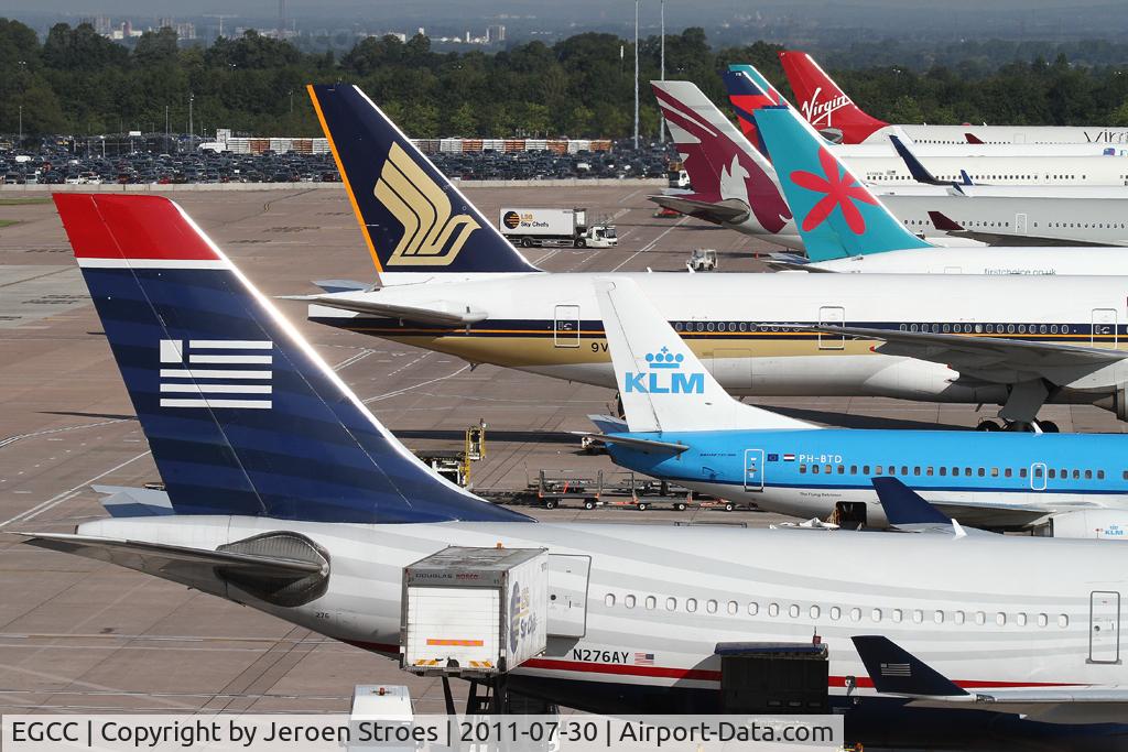 Manchester Airport, Manchester, England United Kingdom (EGCC) - many livery's in one view