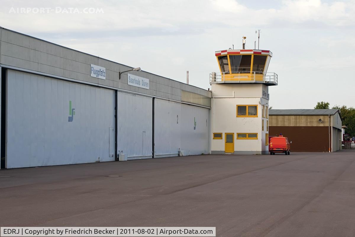 EDRJ Airport - Saarlouis Düren Tower, Hangars and part of the apron