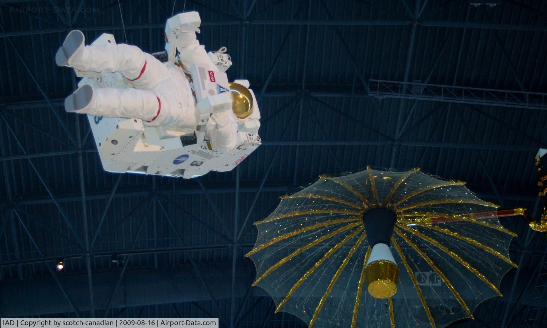 Washington Dulles International Airport (IAD) - Manned Maneuvering Unit and Tracking and Data Relay Satellite at the Steven F. Udvar-Hazy Center, Smithsonian National Air and Space Museum, Chantilly, VA