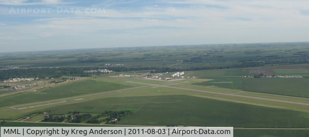 Southwest Minnesota Regional Marshall/ryan Fld Airport (MML) - A view of the Southwest Minnesota Regional Airport after departing runway 30.