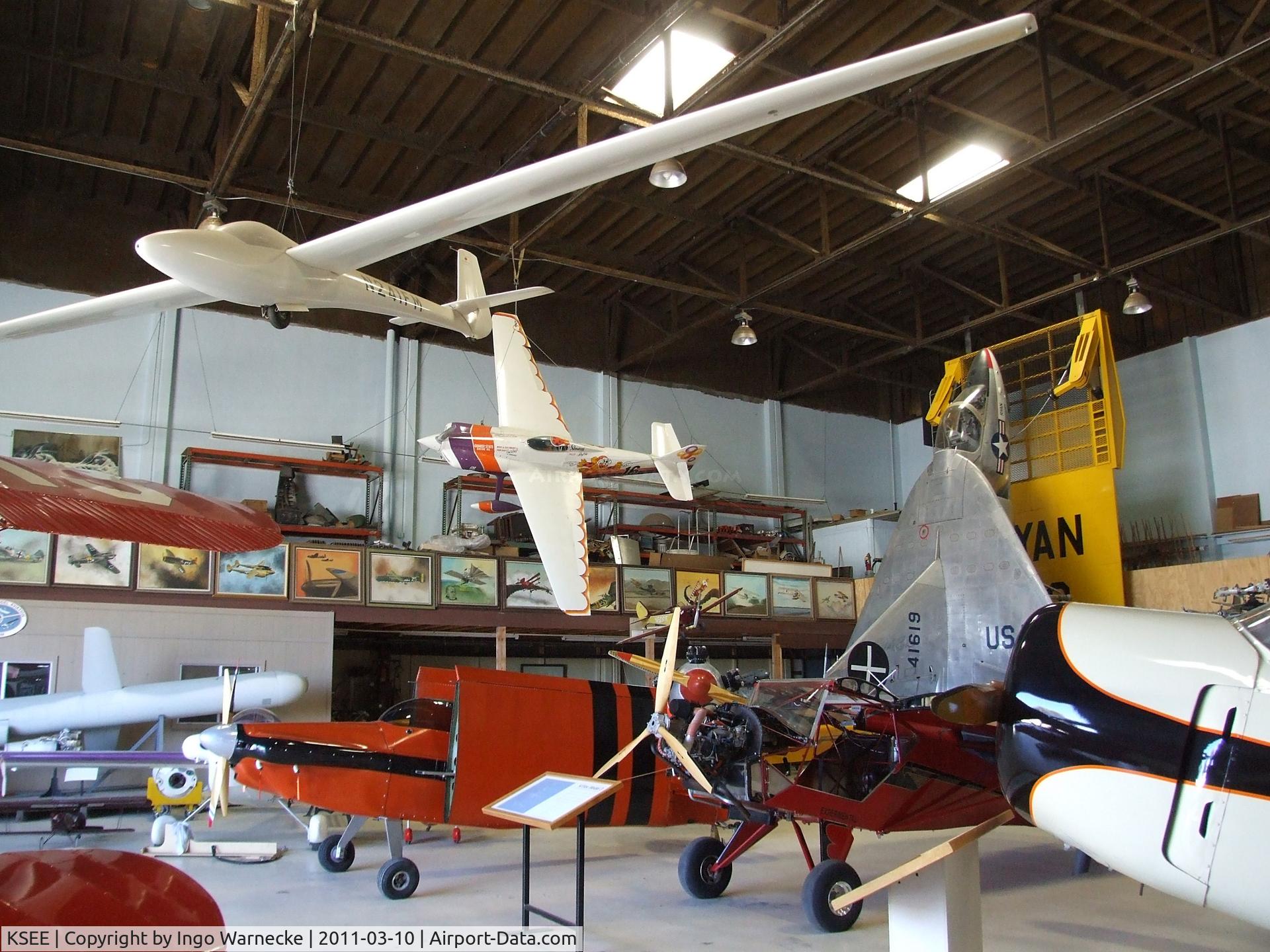 Gillespie Field Airport (SEE) - Inside the hangar of the San Diego Air & Space Museum's Annex