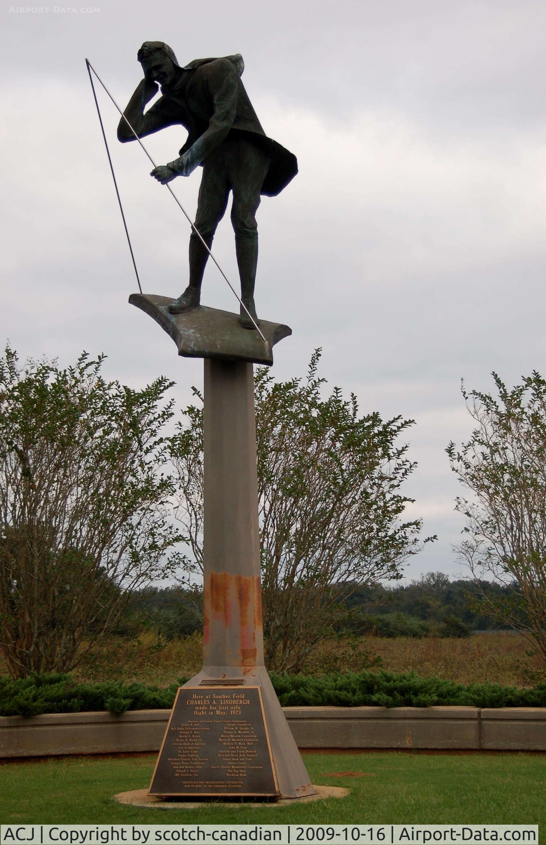 Jimmy Carter Regional Airport (ACJ) - Lindbergh's Solo Flight Monument at Jimmy Carter Regional Airport (Souther Field Airport) Americus, GA