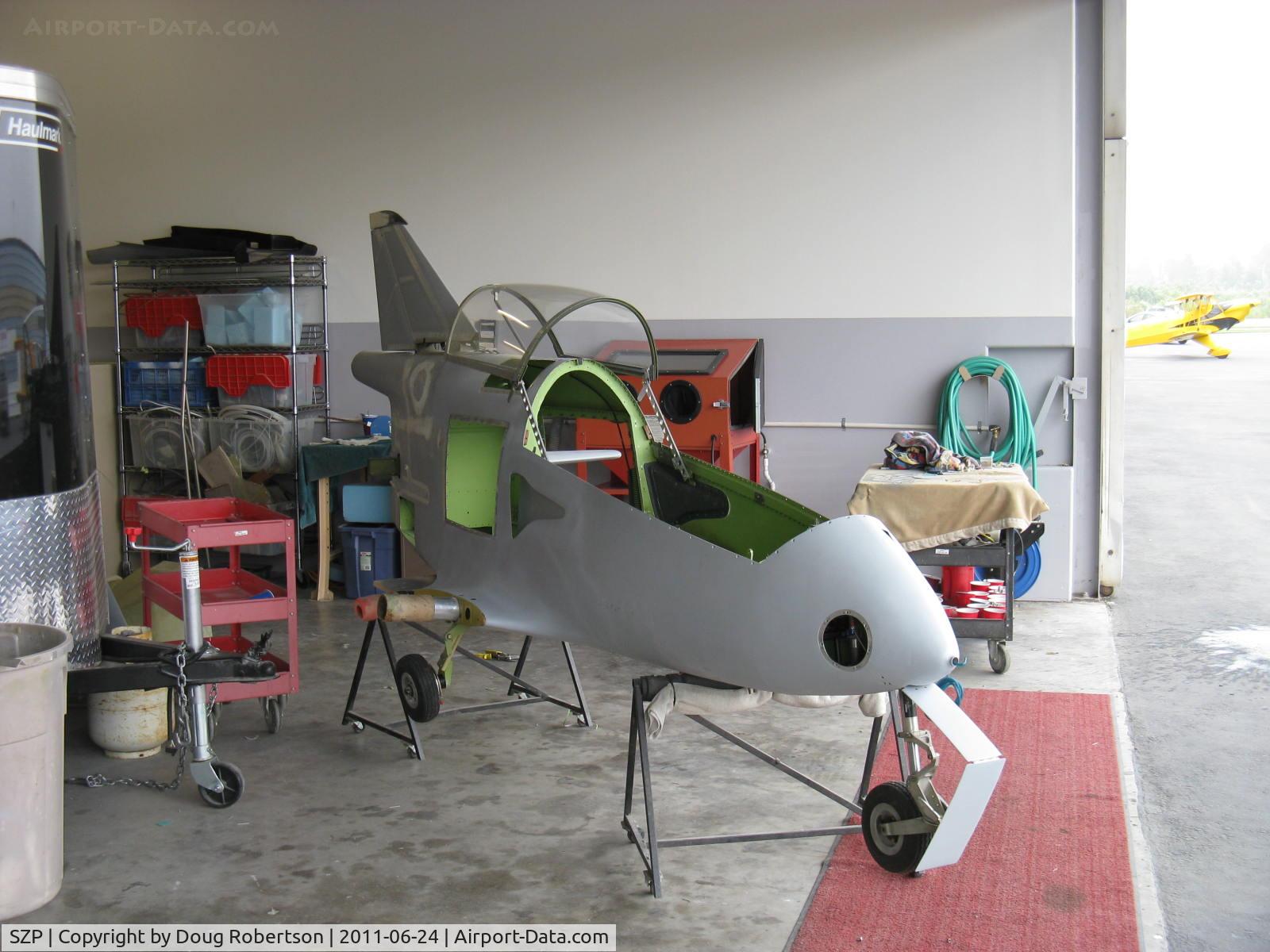 Santa Paula Airport (SZP) - Experimental BD-FLS MICROJET in-build, Quantum Turbine TJ100 jet engine 265 lb max rated thrust with FADEC, expected Vne 250 KIAS, 2,750 fpm sea-level climb rate 