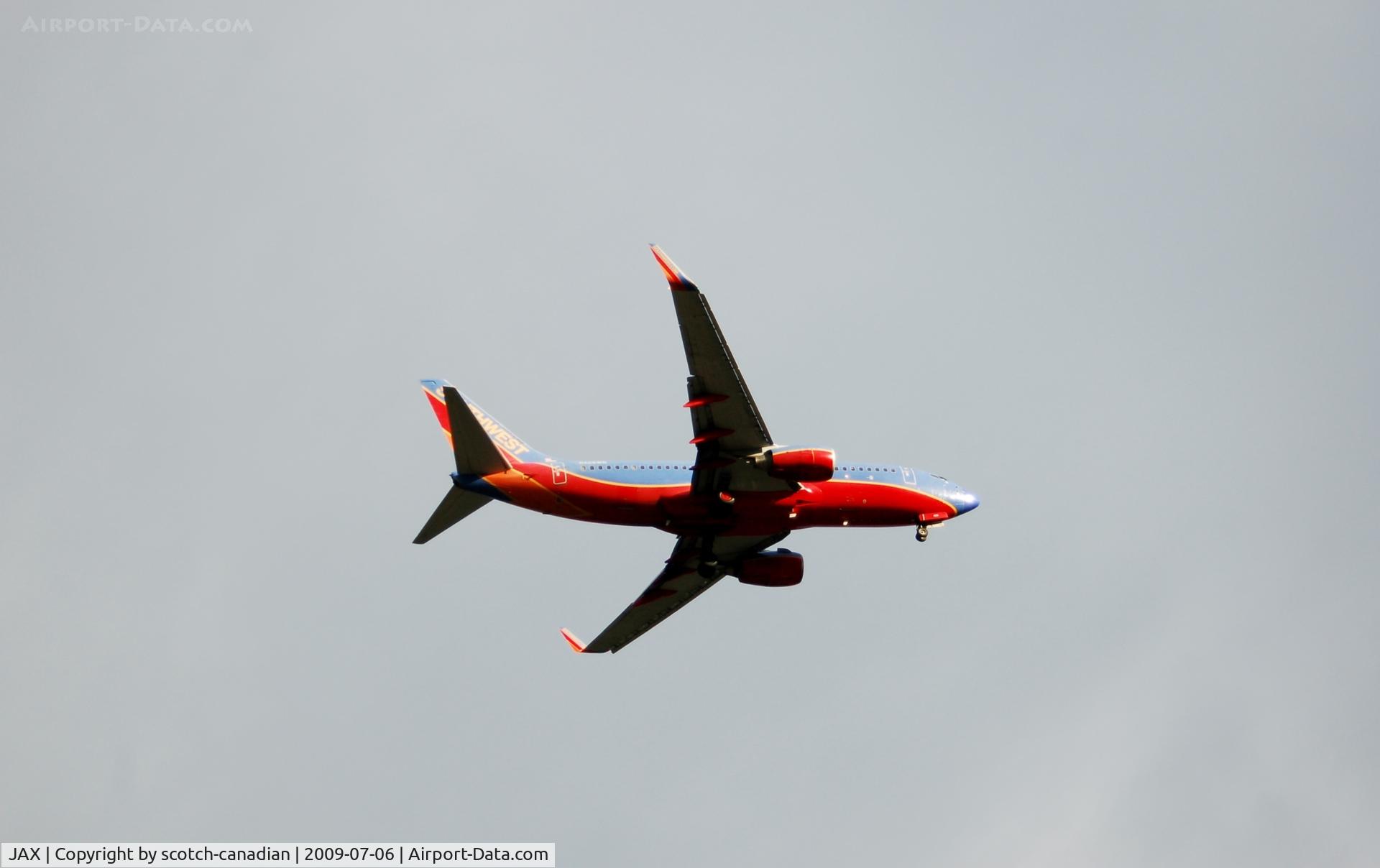 Jacksonville International Airport (JAX) - Southwest Airlines Jet on Final Approach to Jacksonville International Airport, Jacksonville, FL