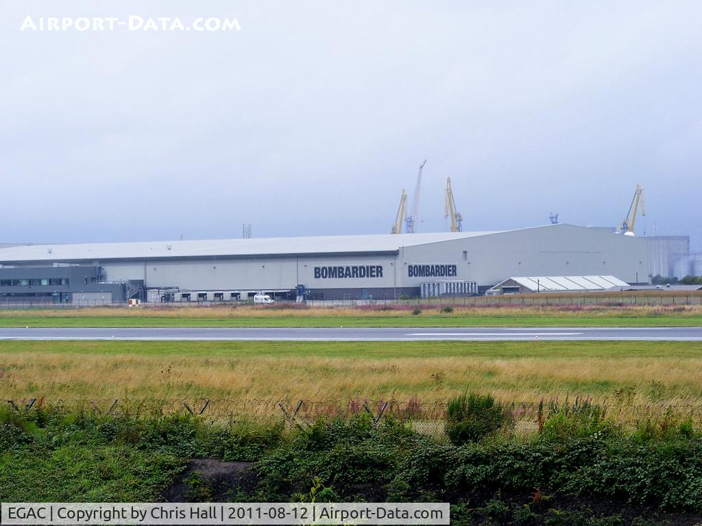 George Best Belfast City Airport, Belfast, Northern Ireland United Kingdom (EGAC) - former Short Brothers factory now owned by Bombardier. Today the company's products include aircraft components and engine nacelles for its parent company Bombardier Aerospace, and for Boeing, Rolls-Royce Deutschland, General Electric and Pratt & Whitney.