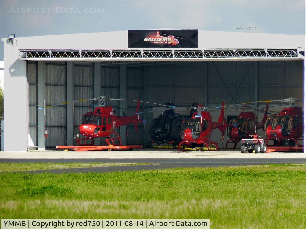 Moorabbin Airport, Moorabbin, Victoria Australia (YMMB) - Microflite Helicopters hanger containing 5 Eurocopters