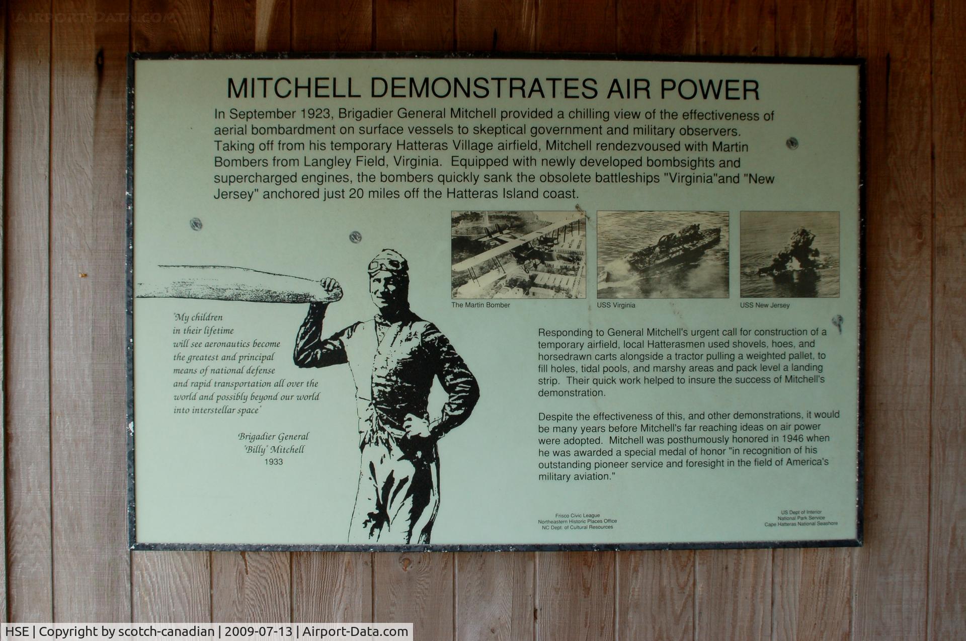 Billy Mitchell Airport (HSE) - Sign at Billy Mitchell Airport, Frisco, NC