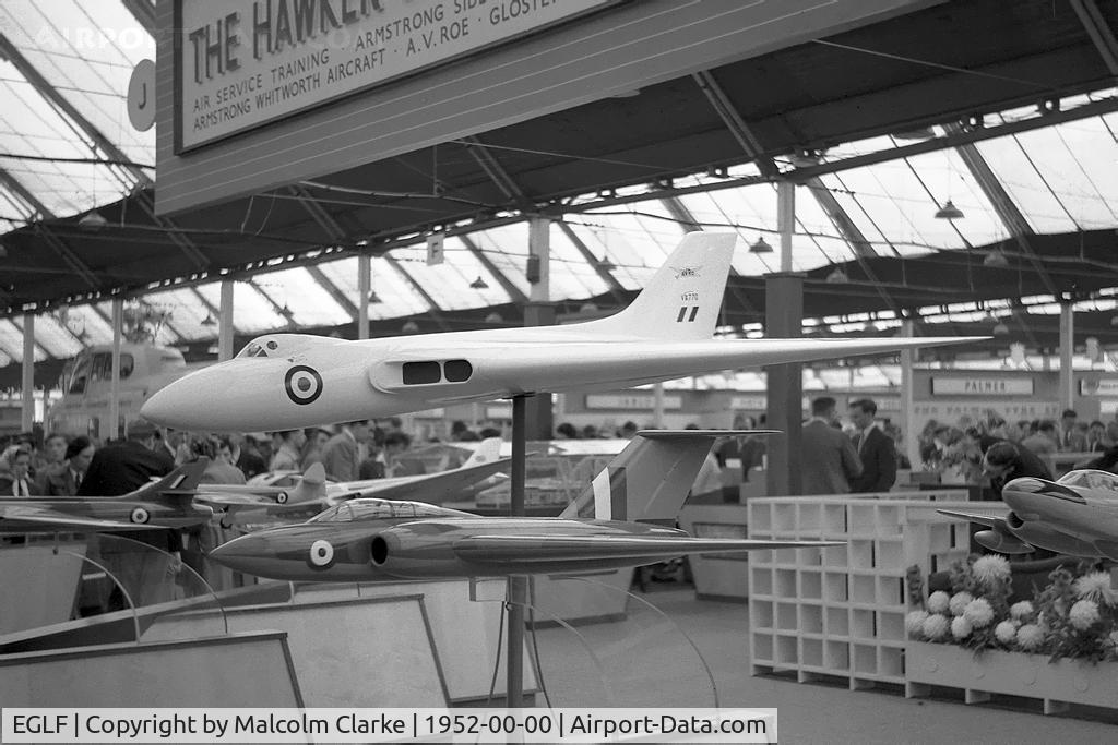Farnborough Airfield Airport, Farnborough, England United Kingdom (EGLF) - Avro Vulcan. A model on display at the Farnborough Air Show in 1952.