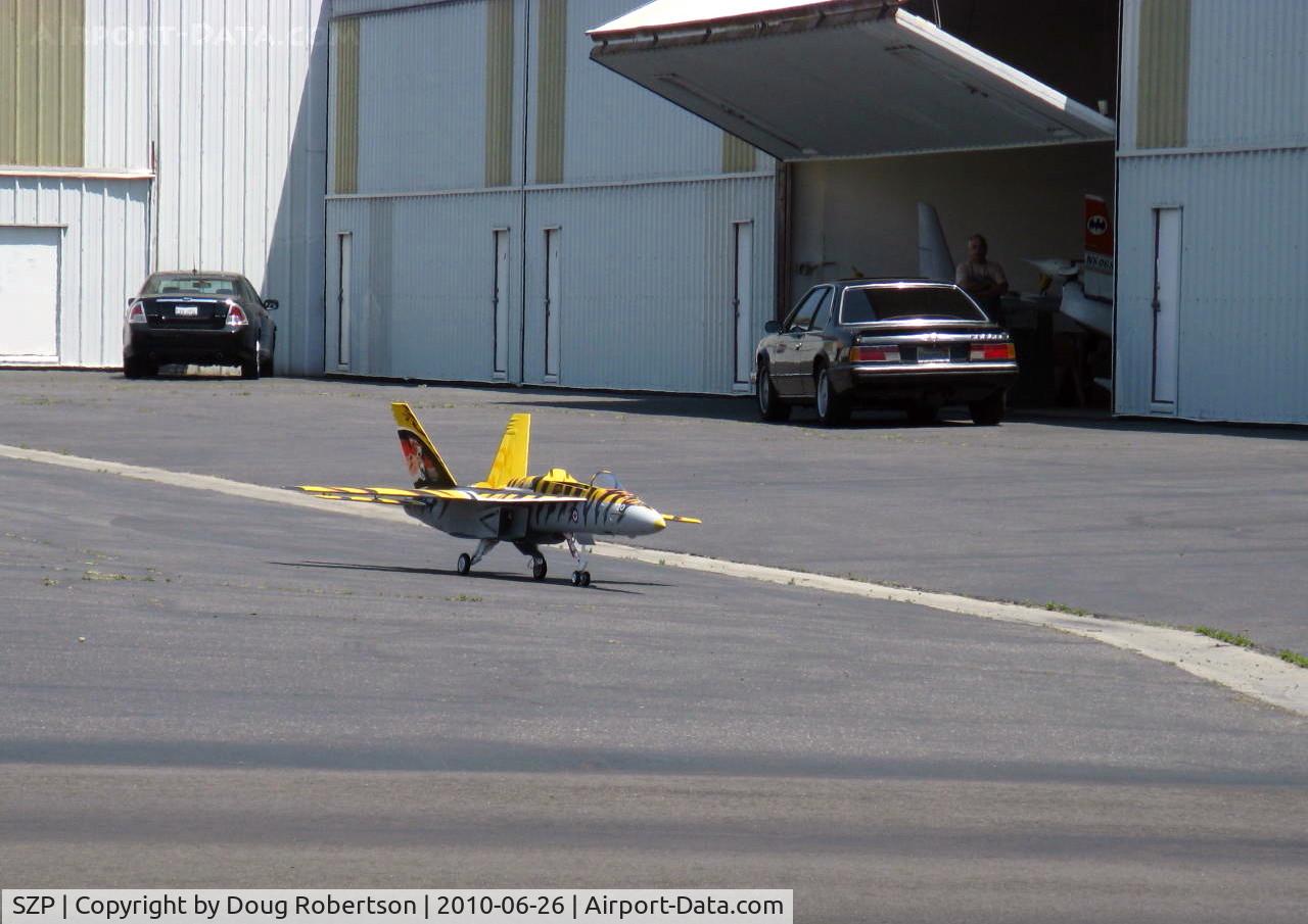 Santa Paula Airport (SZP) - RC JET Kerosene Burner-taxi demo under radio control