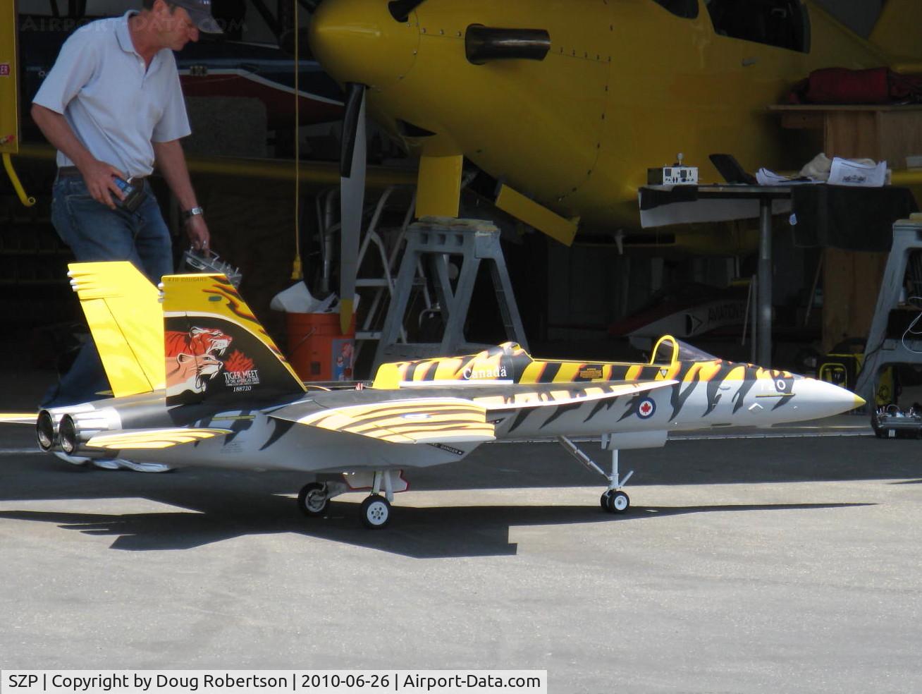 Santa Paula Airport (SZP) - RC JET Kerosene Burner (A real ear splitter!) at AVIATION F/X Hangar. A BIG TOY for a BIG BOY.