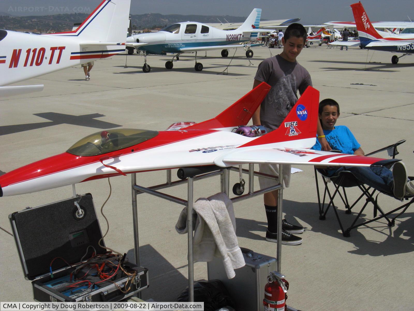 Camarillo Airport (CMA) - NASA/Vista Ford RC JET, this radio-controlled pure jet gave a demo, flying higher & faster than a screaming, scalded cat-but I was unable to get a reproducible photo-too tiny an image